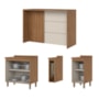 Kit Ilha Gourmet com Balcões 80cm, 40cm e Porta Toalha Requinte Nature/Areia - Móveis Henn