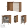 Kit Ilha Gourmet com Balcões 80cm, 40cm e Porta Toalha Requinte Nature/Areia - Móveis Henn