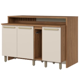 Kit Ilha Gourmet com Balcões 80cm, 40cm e Porta Toalha Requinte Nature/Areia - Móveis Henn