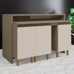 Kit Ilha Gourmet Connect com Balcões 40cm e Porta Toalha Duna/Cristal - Móveis Henn