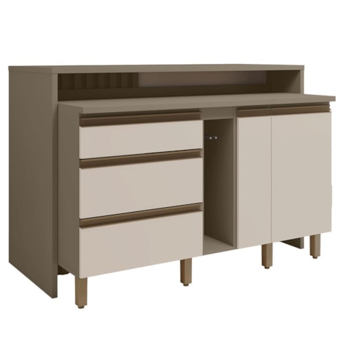 Kit Ilha Gourmet Connect com Balcões 60cm, 40cm, Porta Toalha e Condimentos Duna/Cristal - Móveis Henn