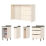 Kit Ilha Gourmet Connect com Balcões 60cm, 40cm, Porta Toalha e Condimentos Off White - Móveis Henn