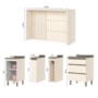 Kit Ilha Gourmet Connect com Balcões 60cm, 40cm, Porta Toalha e Condimentos Off White - Móveis Henn
