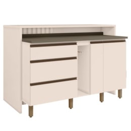 Kit Ilha Gourmet Connect com Balcões 60cm, 40cm, Porta Toalha e Condimentos Off White - Móveis Henn