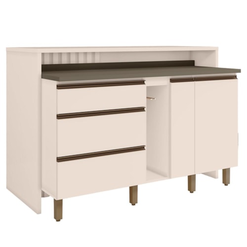 Kit Ilha Gourmet Connect com Balcões 60cm, 40cm, Porta Toalha e Condimentos Off White - Móveis Henn