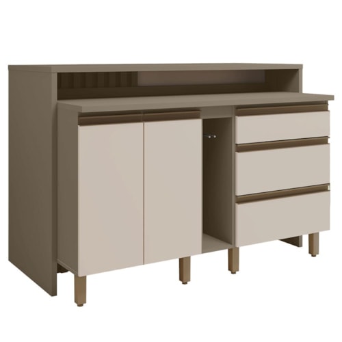 Kit Ilha Gourmet Connect com Balcões 60cm e Porta Toalha Duna/Cristal - Móveis Henn 