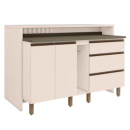 Kit Ilha Gourmet Connect com Balcões 60cm e Porta Toalha Off White - Móveis Henn 