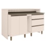 Kit Ilha Gourmet Connect com Balcões 60cm e Porta Toalha Off White - Móveis Henn 