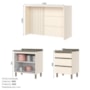 Kit Ilha Gourmet Connect com Balcões 80cm e 60cm Off White - Móveis Henn