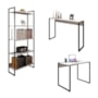 Kit Mesa 90 com Aparador 120 e Estante 5 Prateleiras Office Industrial Branco - Pr Móveis