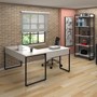 Kit Mesa em L com 2 Estantes Office Industrial Branco e Cadeira Studio Ind Preto - PR Móveis