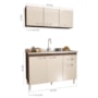 Kit Pop 120cm com Armário Aéreo e Balcão Noce/Off White sem Tampo - Indékes