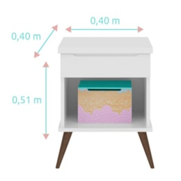 Mesa de Apoio Infantil Retrô Alice com 1 Gaveta Branco - PR Baby  Mesa de Apoio Infantil Retrô Alice com 1 Gaveta Branco - PR Baby