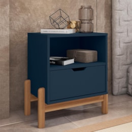 Mesa de Cabeceira Antares 1 Gaveta Azul Cobalto - Casa D Mesa de Cabeceira Antares 1 Gaveta Azul Cobalto - Casa D