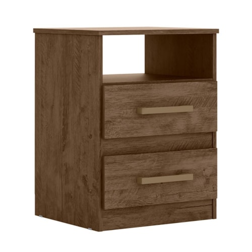 Mesa de Cabeceira Apolo 2 Gavetas Color Flex Castanho Wood - Moval