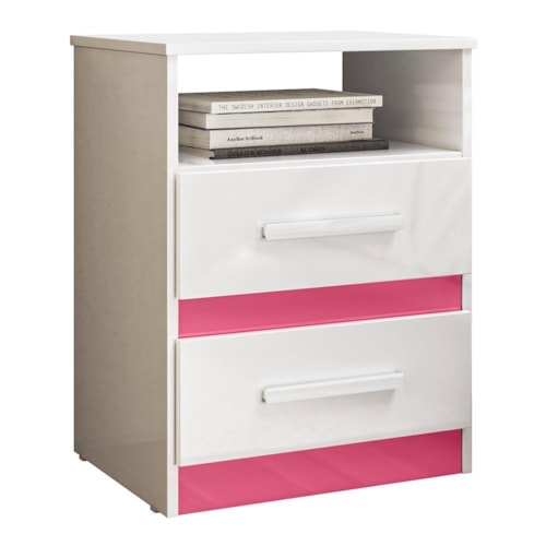 Mesa de Cabeceira Apolo 2 Gavetas Flex Branco/Rosa  - Moval