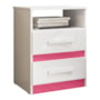 Mesa de Cabeceira Apolo 2 Gavetas Flex Branco/Rosa  - Moval