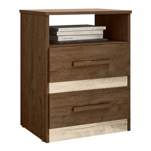 Mesa de Cabeceira Apolo 2 Gavetas Flex Castanho Wood/Avelã Wood - Moval 