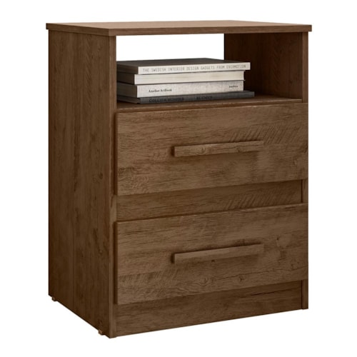 Mesa de Cabeceira Apolo 2 Gavetas Flex Castanho Wood - Moval