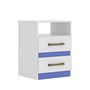 Mesa de Cabeceira Apolo Color Flex com 2 Gavetas Branco/Azul - PR Móveis  