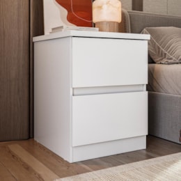 Mesa de Cabeceira Bari 2 Gavetas Branco - Santos Andirá