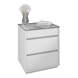 Mesa de Cabeceira Belize 3 Gavetas Branco - Casa D Mesa de Cabeceira Belize 3 Gavetas Branco - Casa D