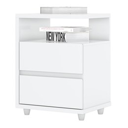 Mesa de Cabeceira Campeche 2 Gavetas Branco - Móveis Henn Mesa de Cabeceira Campeche 2 Gavetas Branco - Móveis Henn