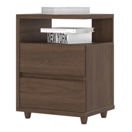 Mesa de Cabeceira Campeche 2 Gavetas Castanho - Móveis Henn Mesa de Cabeceira Campeche 2 Gavetas Castanho - Móveis Henn