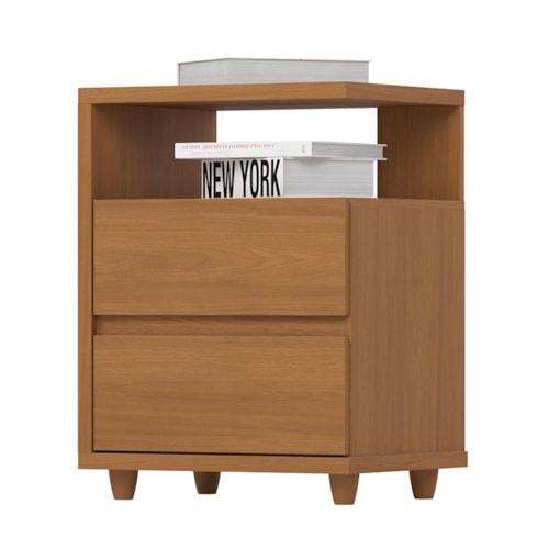 Mesa de Cabeceira Campeche 2 Gavetas Cinamomo - Móveis Henn