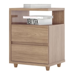 Mesa de Cabeceira Campeche 2 Gavetas Jequitibá Brilho - Móveis Henn Mesa de Cabeceira Campeche 2 Gavetas Jequitibá Brilho - Móveis Henn