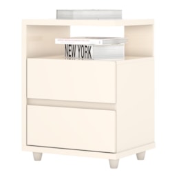 Mesa de Cabeceira Campeche 2 Gavetas Off White - Móveis Henn Mesa de Cabeceira Campeche 2 Gavetas Off White - Móveis Henn