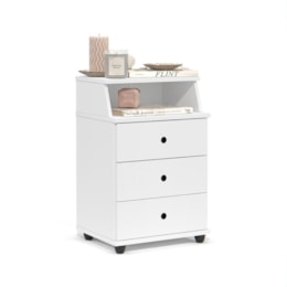 Mesa de Cabeceira Luxo New 3 Gavetas Branco – EJ Móveis