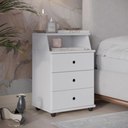 Mesa de Cabeceira Luxo New 3 Gavetas Branco – EJ Móveis