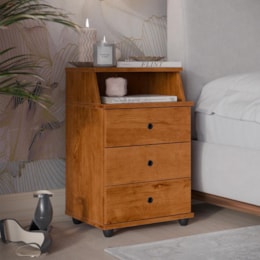 Mesa de Cabeceira Luxo New 3 Gavetas Freijó – EJ Móveis