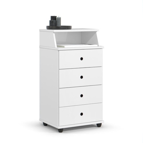 Mesa de Cabeceira Luxo New II 4 Gavetas Branco – EJ Móveis