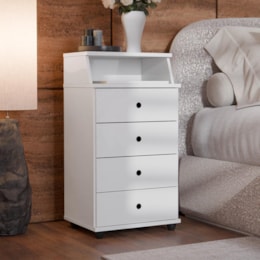 Mesa de Cabeceira Luxo New II 4 Gavetas Branco – EJ Móveis