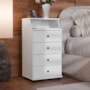 Mesa de Cabeceira Luxo New II 4 Gavetas Branco – EJ Móveis