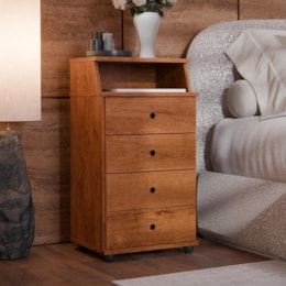 Mesa de Cabeceira Luxo New II 4 Gavetas Freijó – EJ Móveis