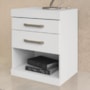 Mesa de Cabeceira Plus 2 Gavetas Branco - PR Móveis
