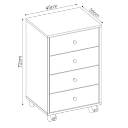 Mesa de Cabeceira Presence 4 Gavetas Grafito - Demóbile Mesa de Cabeceira Presence 4 Gavetas Grafito - Demóbile