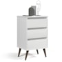 Mesa de Cabeceira Retrô Wood 3 Gavetas Branco – EJ Móveis