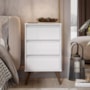 Mesa de Cabeceira Retrô Wood 3 Gavetas Branco – EJ Móveis
