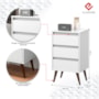 Mesa de Cabeceira Retrô Wood 3 Gavetas Branco – EJ Móveis