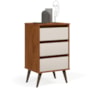 Mesa de Cabeceira Retrô Wood 3 Gavetas Freijó/Off White – EJ Móveis
