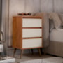 Mesa de Cabeceira Retrô Wood 3 Gavetas Freijó/Off White – EJ Móveis