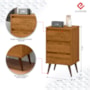 Mesa de Cabeceira Retrô Wood 3 Gavetas Freijó – EJ Móveis