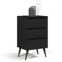 Mesa de Cabeceira Retrô Wood 3 Gavetas Preto – EJ Móveis