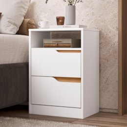 Mesa de Cabeceira Sole 2 Gavetas Flex Branco/Freijó - Móveis Albatroz Mesa de Cabeceira Sole 2 Gavetas Flex Branco/Freijó - Móveis Albatroz