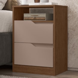 Mesa de Cabeceira Sole 2 Gavetas Flex Capuccino/Nogueira - Móveis Albatroz
