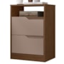 Mesa de Cabeceira Sole 2 Gavetas Flex Capuccino/Nogueira - Móveis Albatroz
